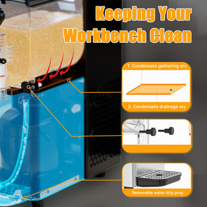 Commercial Slushie Machine, 3 Tanks x 1.05 Gallons, Frozen Margarita Maker with LED Lights, Auto Clean, 580W