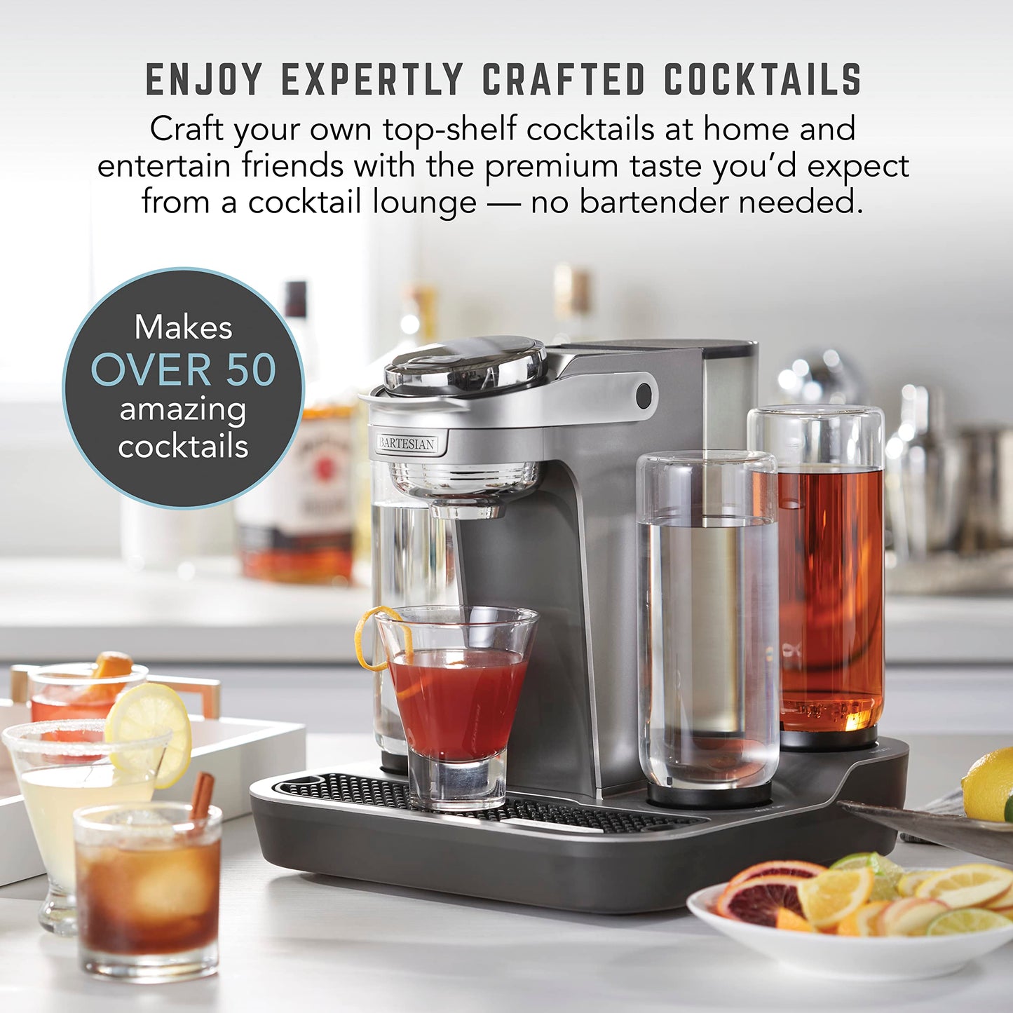 Bartesian Professional Cocktail Machine, 5-Bottle High Capacity Mixer for Parties & Entertaining